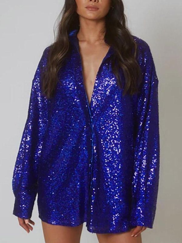 Party Wear Sequin Long Sleeve Shirt