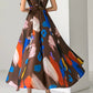 Retro Printed Sleeveless Big Swing Party Dress