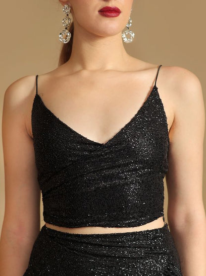 Sassy Strappy Black Crop Top - Ships in 24 Hrs