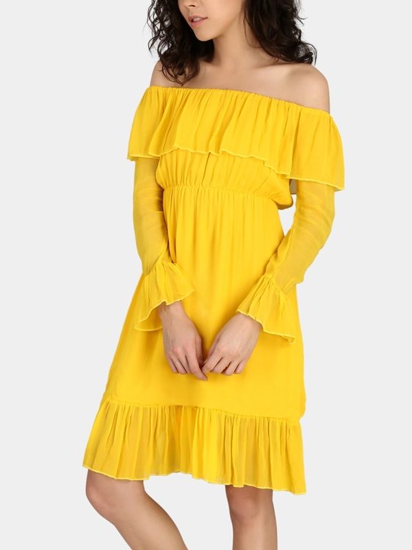 Simple Off Shoulder Yellow Casual Dress -Ships in 24 Hrs