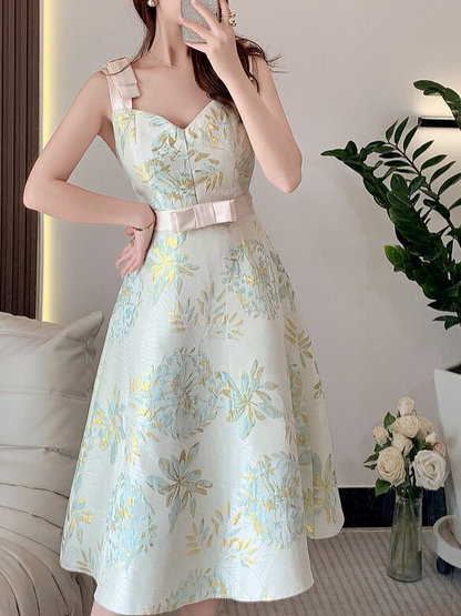 Beautiful Pastel Big Swing Slim V Neck Sleeveless Dress - Ships in 24 Hrs