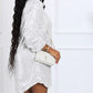 Casual Loose Fit Long Sleeve Sequined White Short Dress