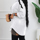 Casual Loose Fit Long Sleeve Sequined White Short Dress