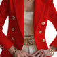 Classy Lapel Long Sleeve Red Coat
