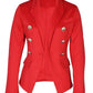 Classy Lapel Long Sleeve Red Coat
