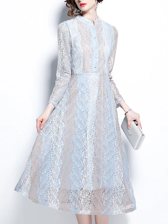Elegant Slim Lace Hollow Out Dress