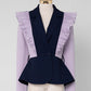 Exquisite Contrast Blazer With Simple Pants Purple Suit Set