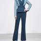 Exquisite Contrast Blazer With Simple Pants Blue Suit Set