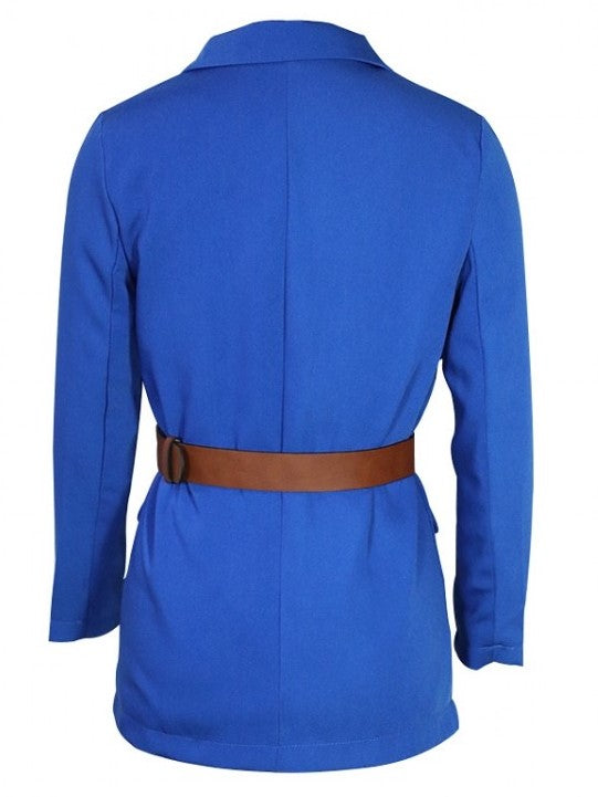 Fashoinable Button Up Khaki Blue Coat