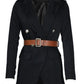 Fashoinable Button Up Khaki Black Coat