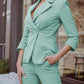 Formal Style Blazer Coat And Pants Cyan Suit Set