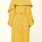 Modern Ruffles Long Sleeve Yellow Trench Coat