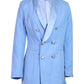 Modern Solid Long Sleeve Blue Blazer Coat