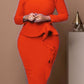 New Arrival Solid Long Sleeve Ruffle Orange Dress - Formal Wear