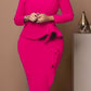 New Arrival Solid Long Sleeve Ruffle Pink Dress - Formal Wear