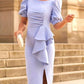 Perfect Fit Puff Sleeve Split Hem Purple Dress