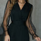 Premium Gauze Patchwork Black Mini Dress