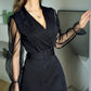 Premium Gauze Patchwork Black Mini Dress