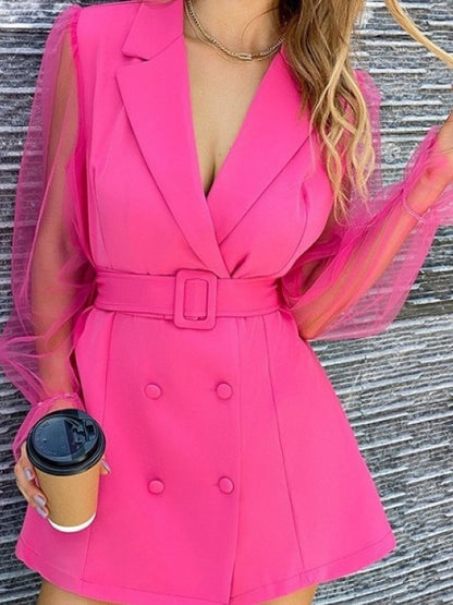 Premium Gauze Patchwork Pink Mini Dress
