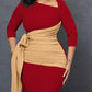 Pretty Long Sleeve Patchwork Red Dress