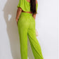 Smart Crop Top With Trouser Green Set
