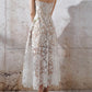 Sweet Crocheted Lace White Long Dress