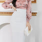 Sweet Lace Floral Print Top With High Waist Skirt Set