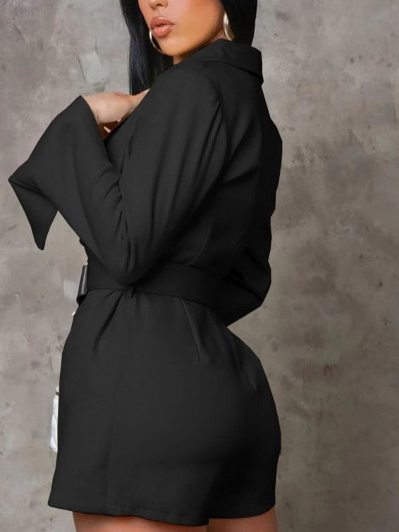 Ultramod Long Sleeve Black Blazer Dress