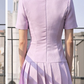 Ultramod Suit Collar Pleated Double Breasted Violet Dress