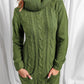 Winter Style Turtle Neck Long Sleeve Army Green Sweater Dress