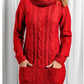 Winter Style Turtle Neck Long Sleeve Red Sweater Dress